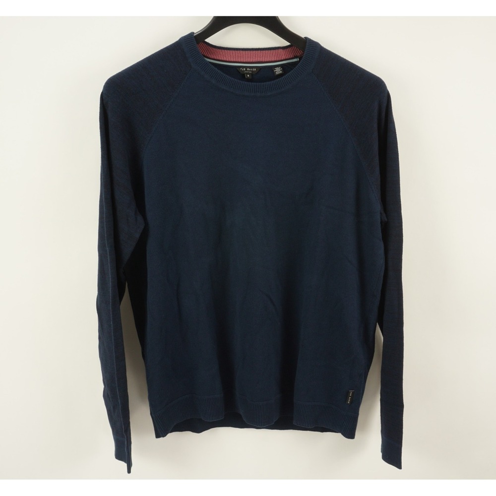 Ted Baker Silk Blend Tight Knit Lightweight Crew Pullover Sweater Mens Sz 6 Blue